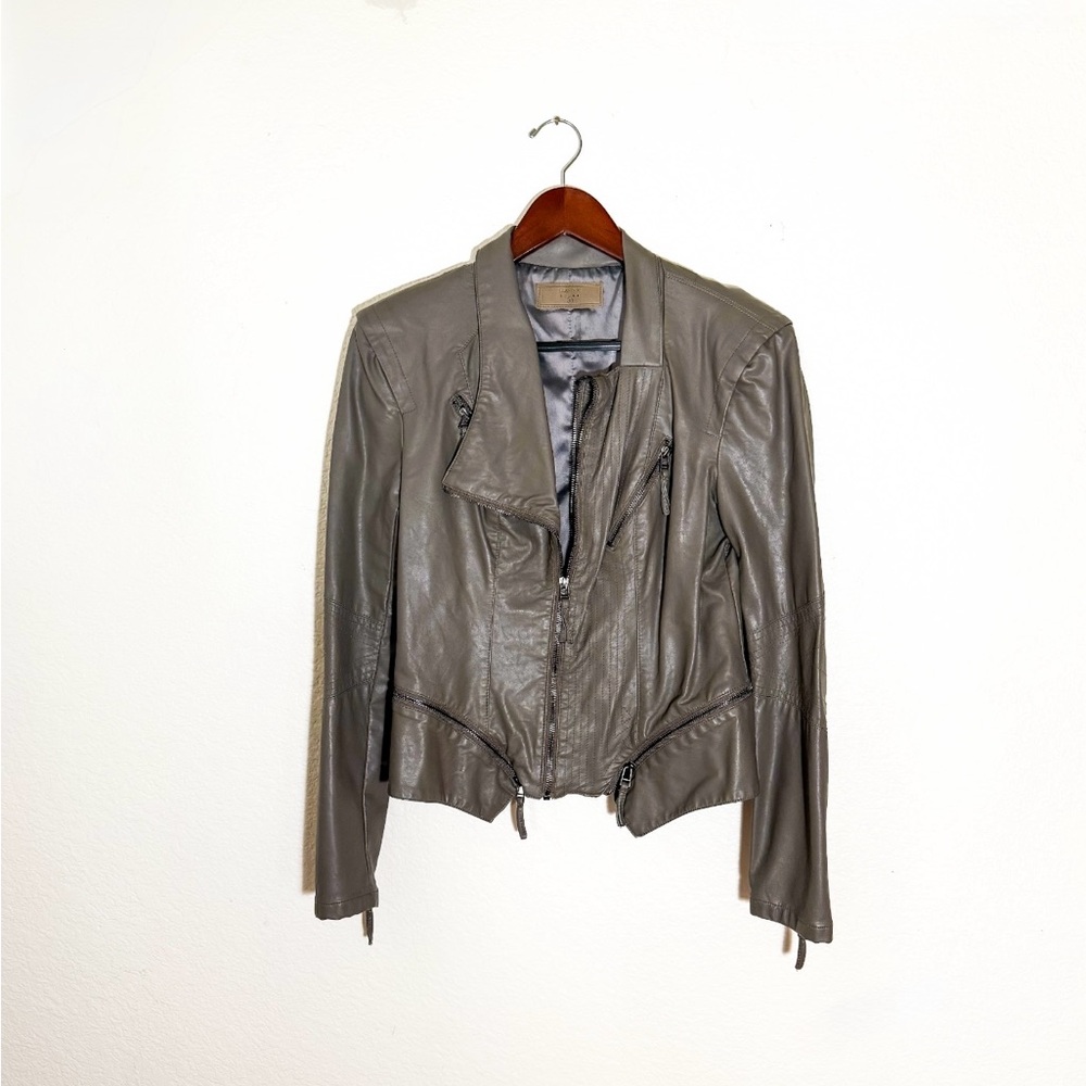 Women's Gray Leather Jacket